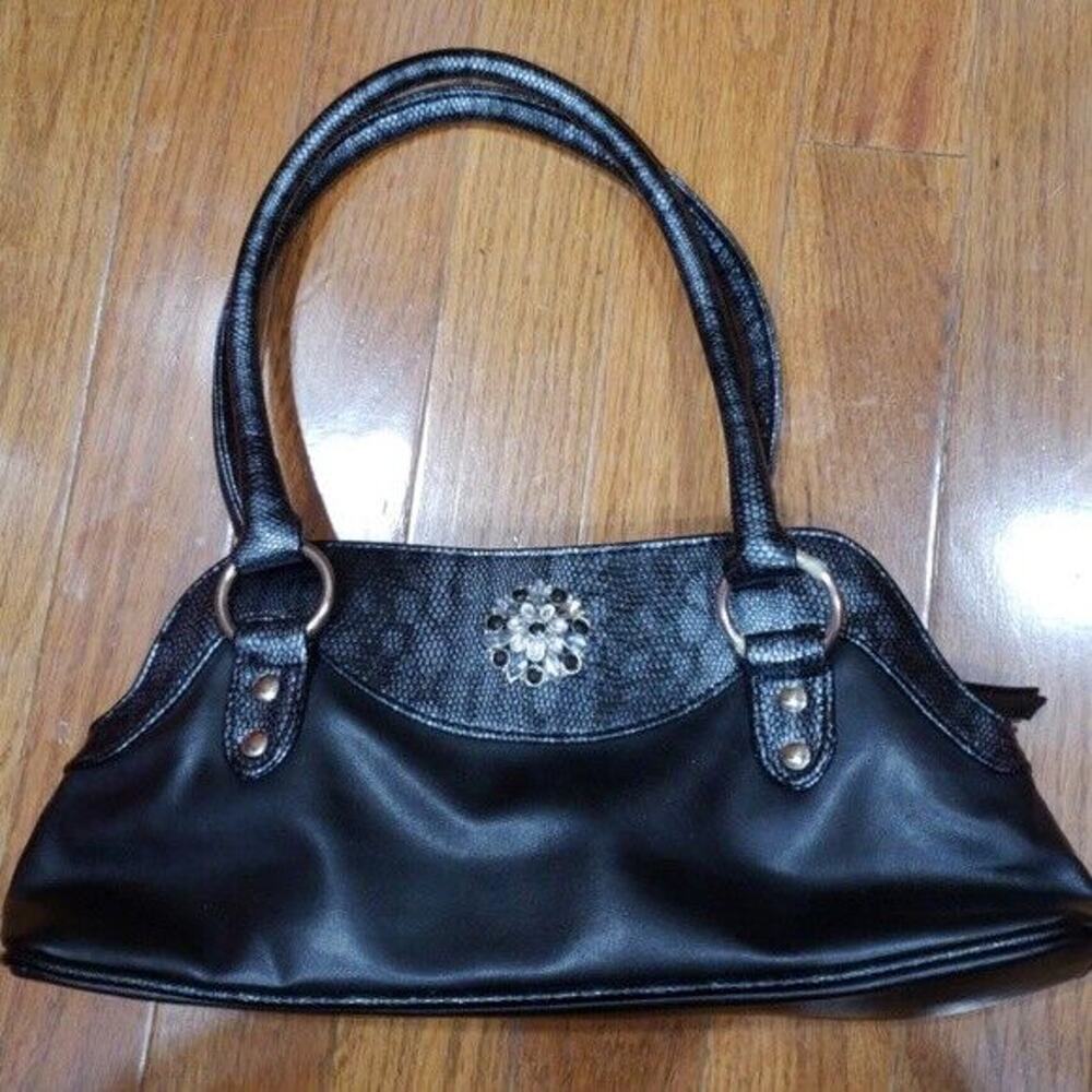 Black Flower Detail Bag - Shoulder Bag / Mini Bag / Handbag / Purse